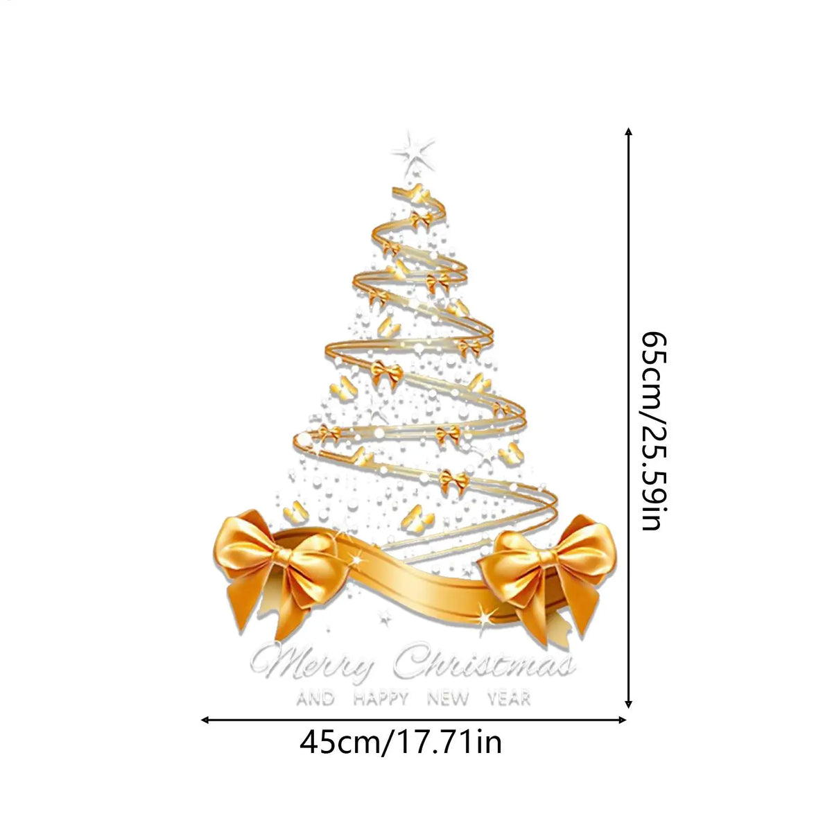 Christmas Window Clings 25 59x17 Mural Pvc Double-sided Golden Tree