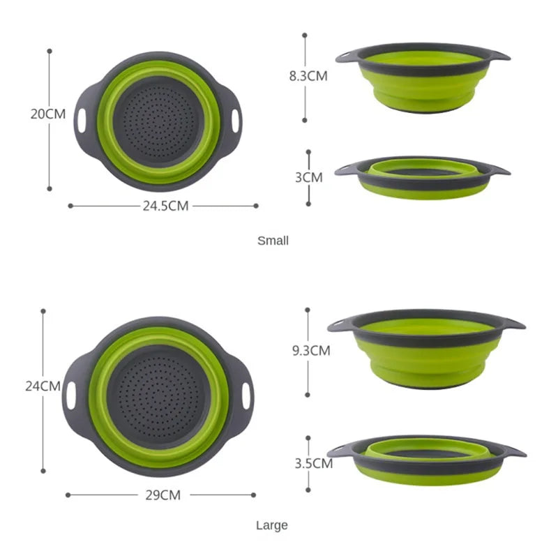 Collapsible Silicone Colander Basket | Fruit & Veggie Strainer