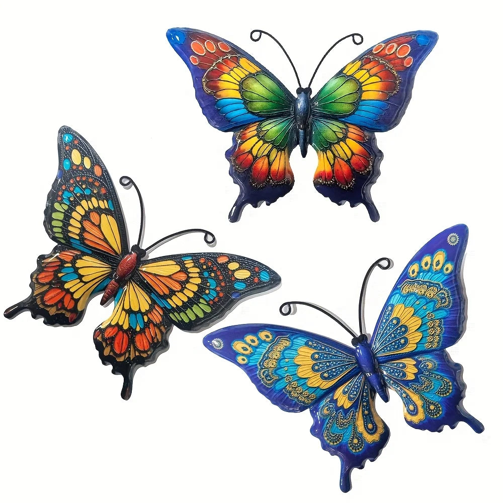 3-Piece Metal Butterfly Iron Wall Art – Indoor & Outdoor Decor