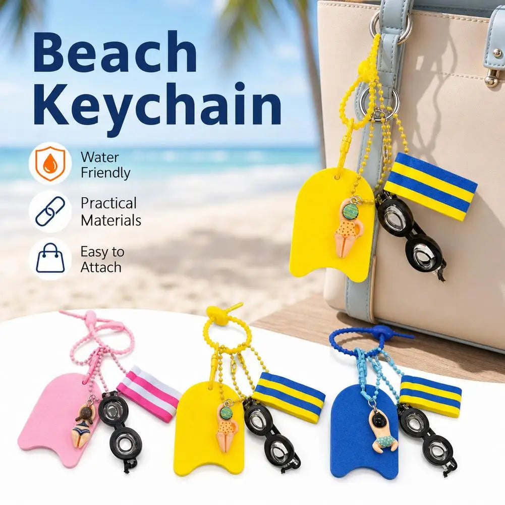 Swim Themed Keychain – Mini Goggles, Kickboard & Swimmer Charm