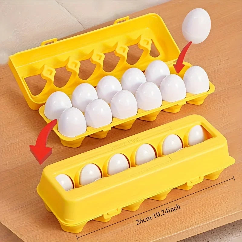 12 Shape Matching Toys Simulated Egg Shapes Storage Box Geometric