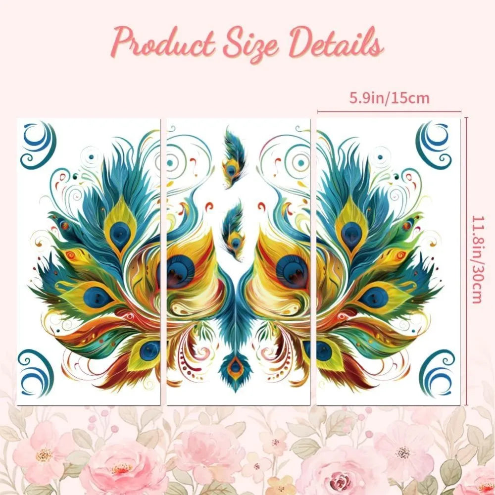 Vintage Peacock Feathers Rub-On Transfer Decals 6×12 – 3 Pcs