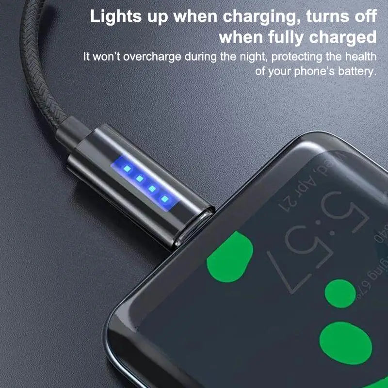 120W 6A Fast Charging USB Cable – Auto Cut-Off Data Cord