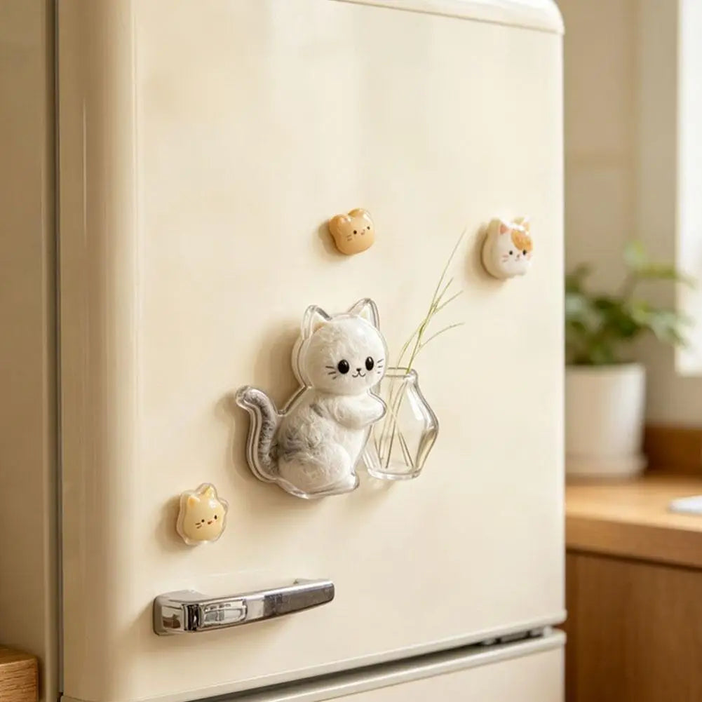 1 2 Cat Shape Creative Magnetic Refrigerator Sticker Pet Beard Hair
