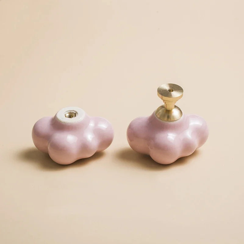 Nordic Cloud Ceramic & Brass Cabinet Handles & Drawer Knobs