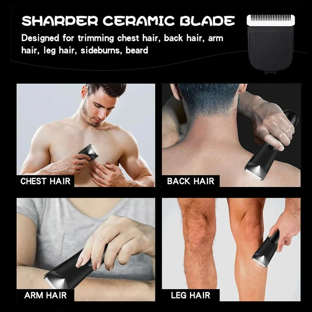 Men's Body Hair Trimmer | Ceramic Blade, Wet & Dry, 2 Guards
