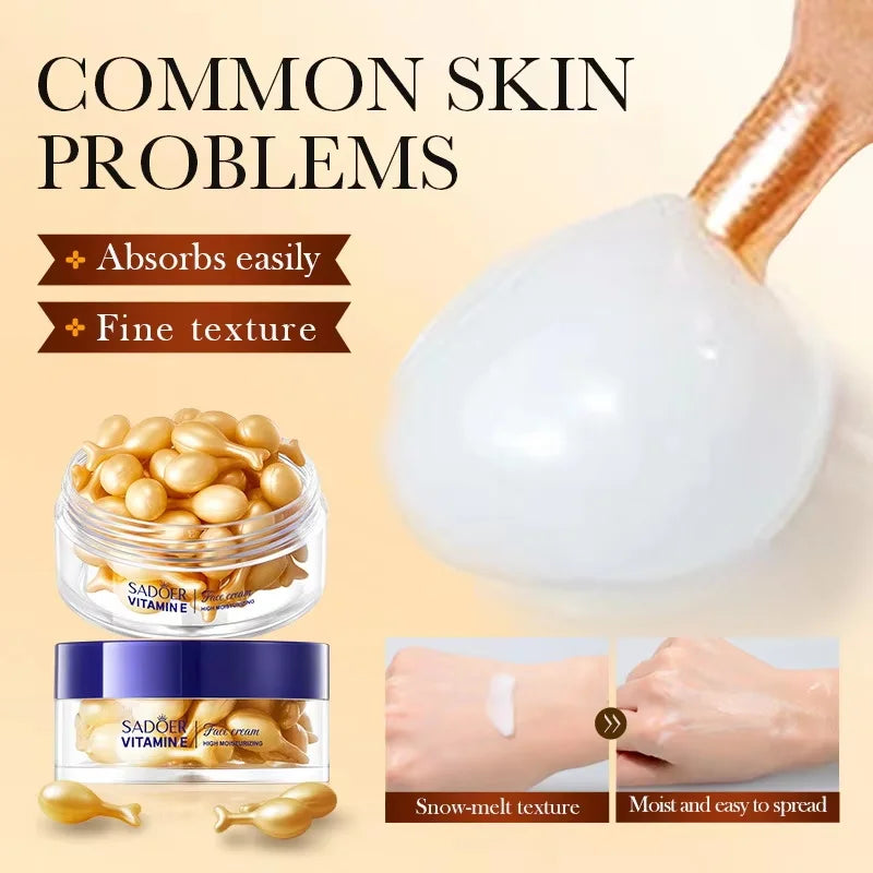 SADOER Vitamin E Face Serum Capsules – Brighten & Firm 30pc