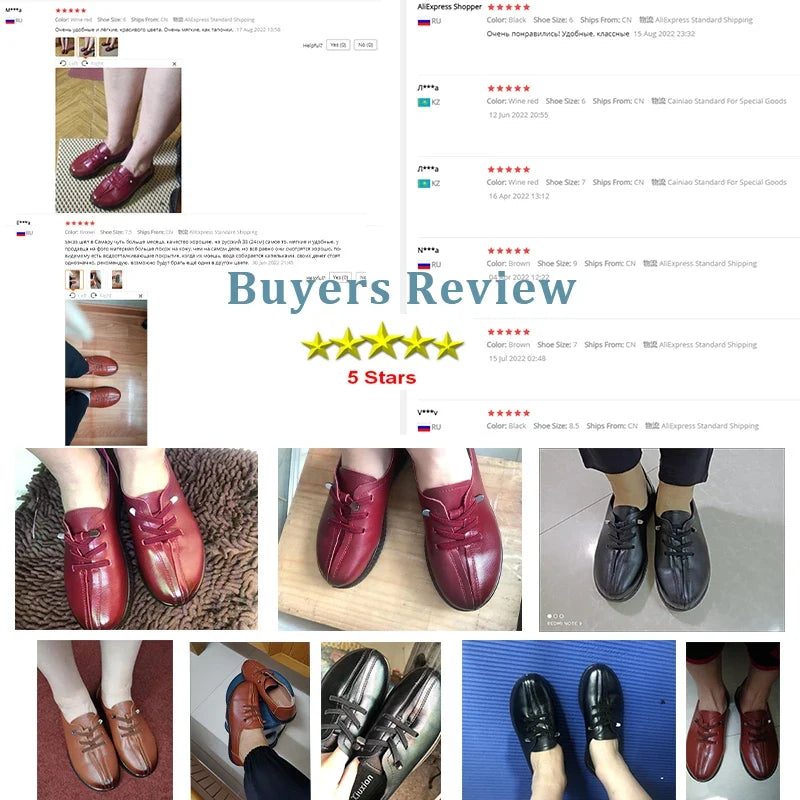 Women's Genuine Leather Loafers – Flat Slip-On Moccasin Shoes
