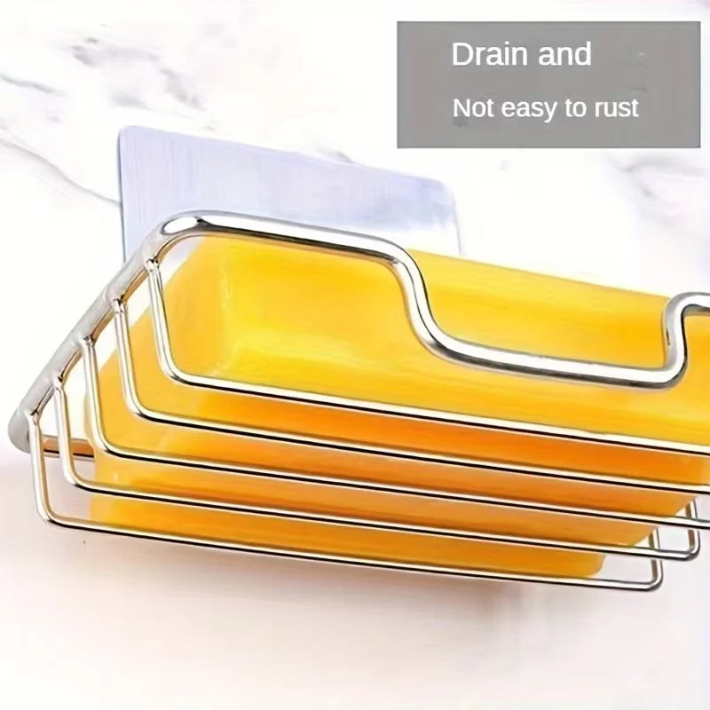 Stainless Steel Wall-Mount Soap Dish | No-Drill Adhesive