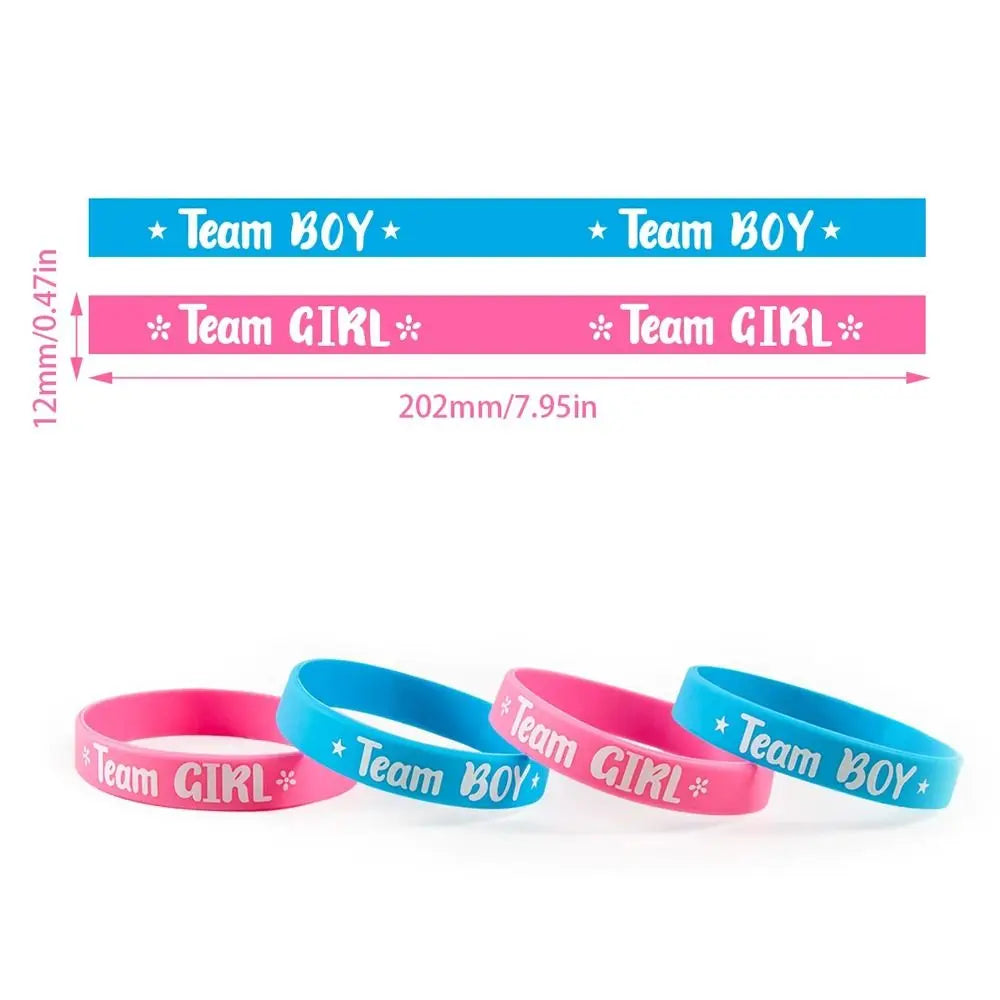 20pcs Gender Reveal Bracelets – Pink & Blue Silicone Wristbands