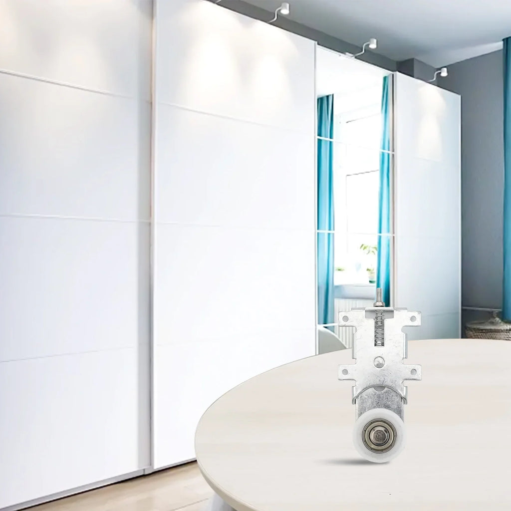 Metal Sliding Door Roller Set – Silver Wardrobe & Cabinet Pulley
