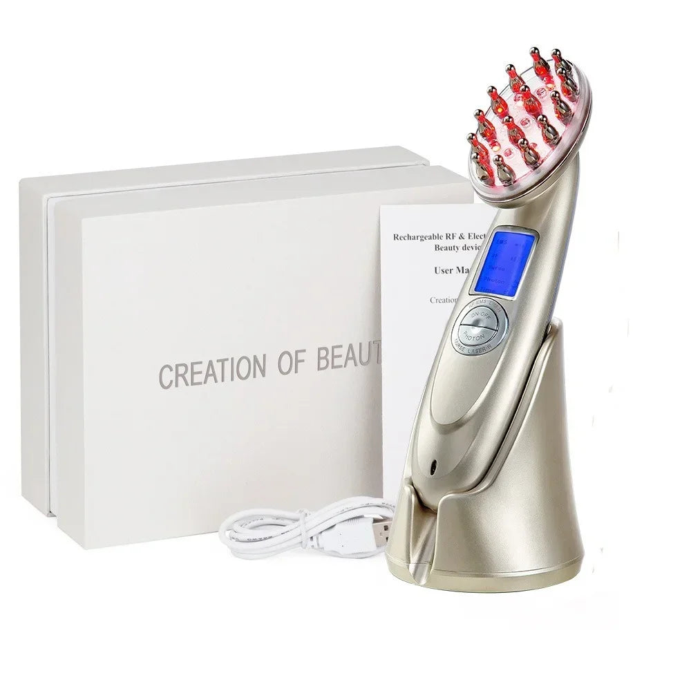 Laser RF Hair Growth Brush | LED EMS Scalp Massager Comb