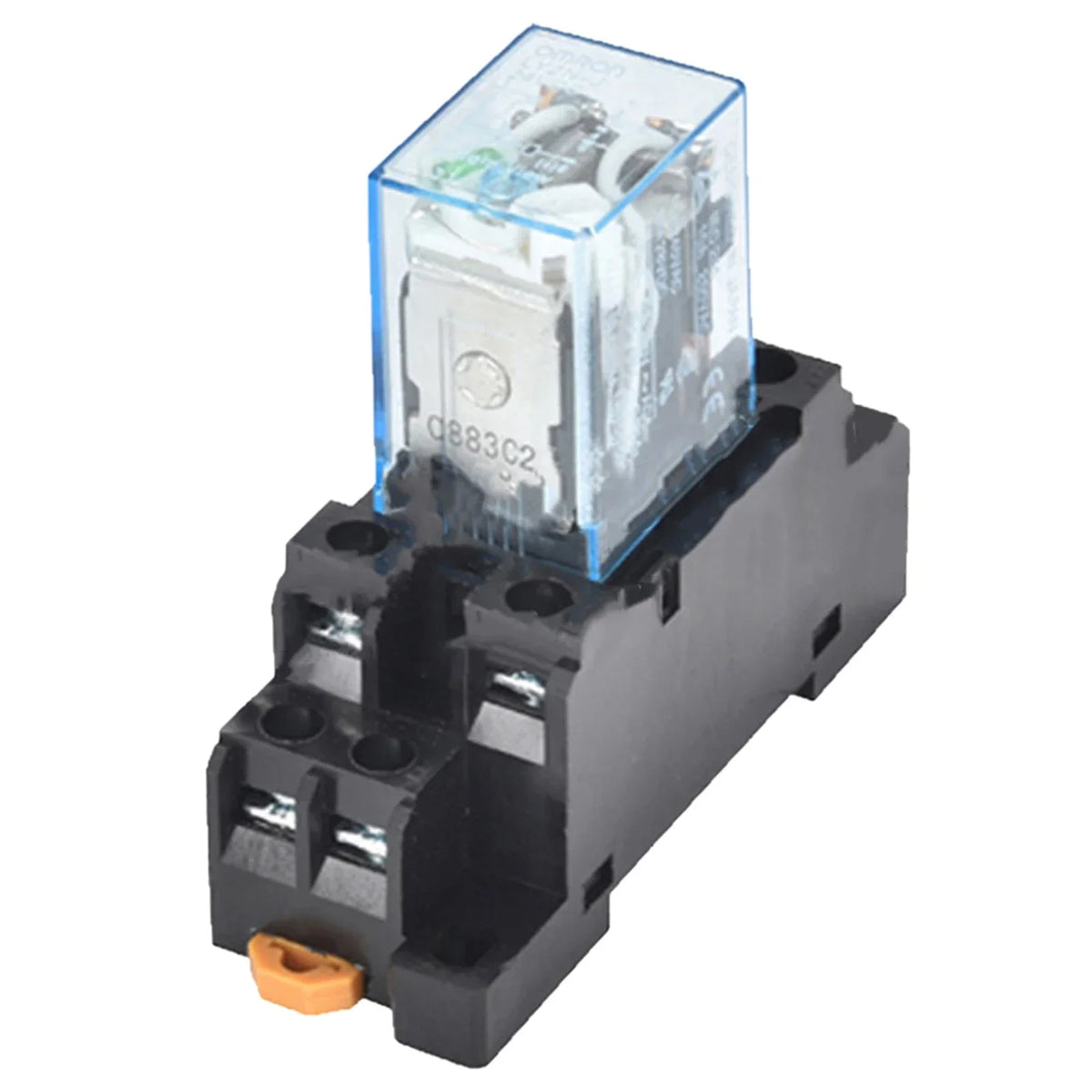 HH62P JQX-13F DPDT Power Relay with Socket & DIN Rail Base
