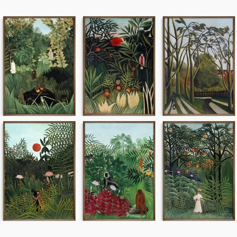 Henri Rousseau Merry Jesters Tropical Jungle Canvas Wall Art
