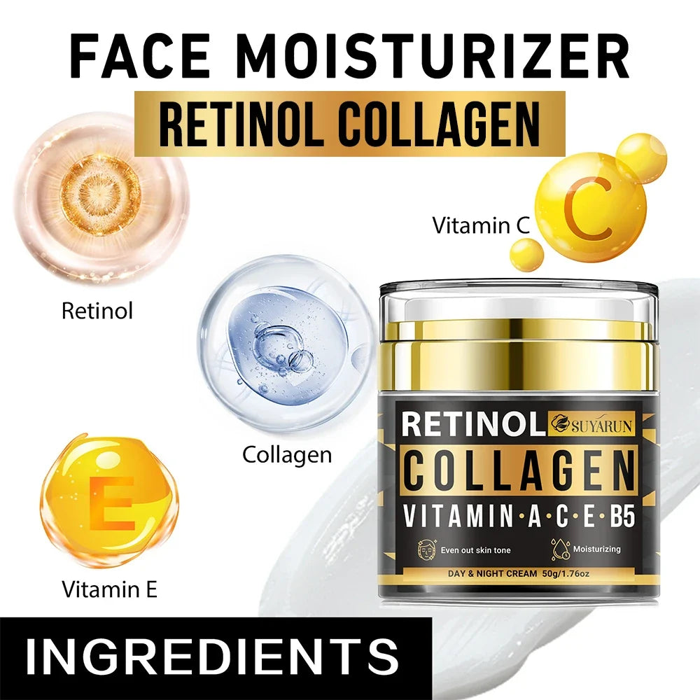 SUYARUN Collagen Retinol Face Cream – Vitamin C&E Moisturizer