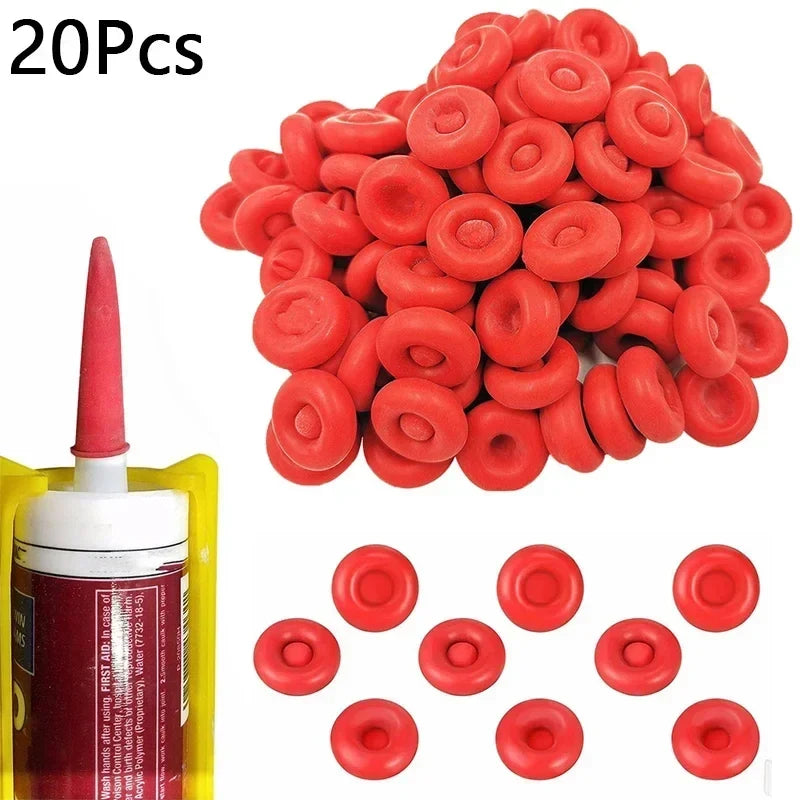 Lot Red Caulking Gun Nozzles Cap Caulk Saving Sealer Saver Open Tube