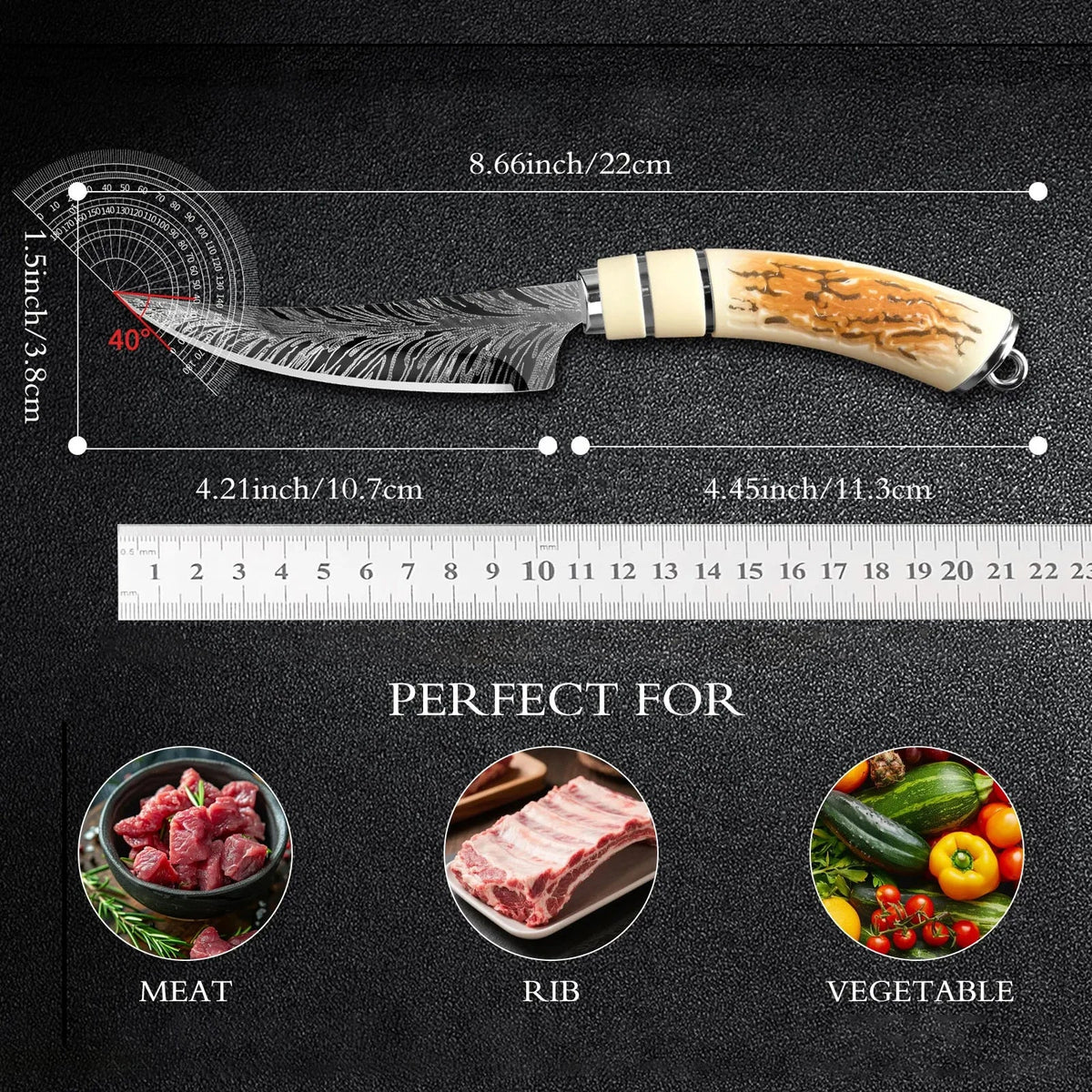 Damascus Steel Boning Knife – Sharp Blade, Sheath & Gift Box