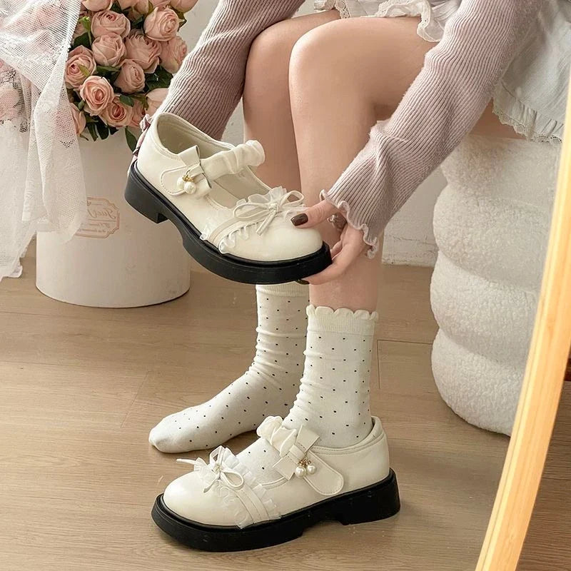 Lolita Bow Mary Jane Flats – Women's JK Platform Slip-On Shoes