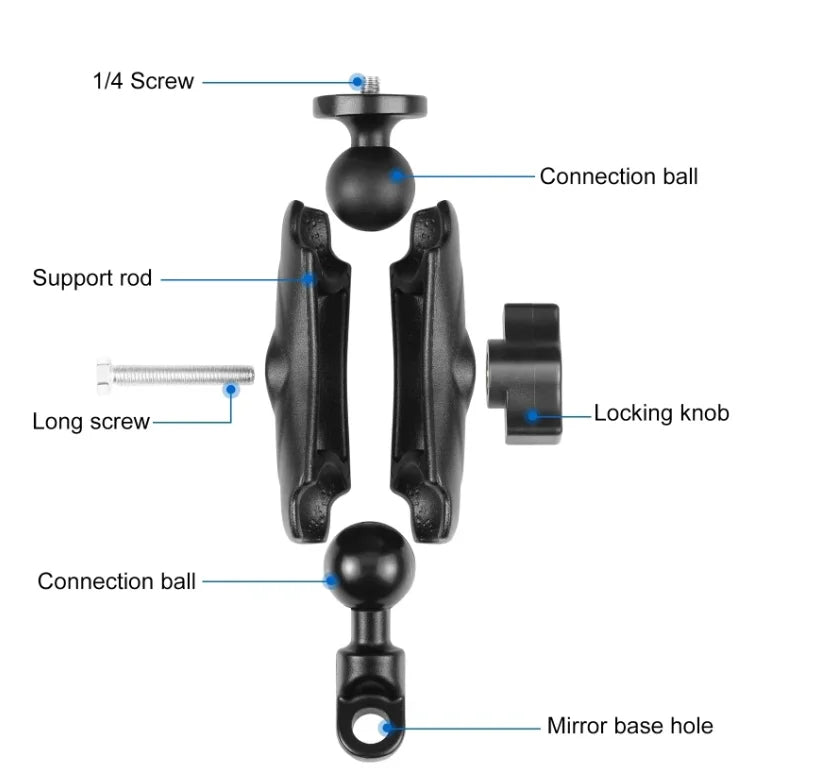 Motorcycle Handlebar Camera Mount for GoPro, Insta360 & DJI