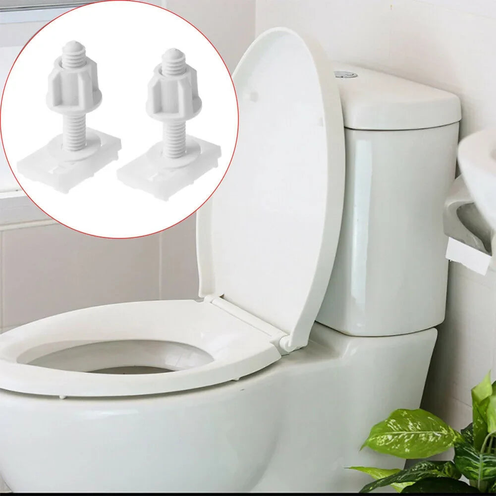 Toilet Seat White Hinges Full Bolts Screws Bathroom Repair Kits Tools