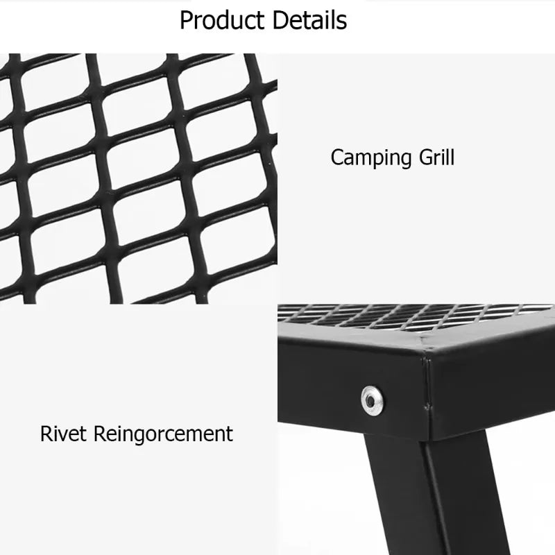 Folding Camping Grill Table – Portable Steel Campfire Grate