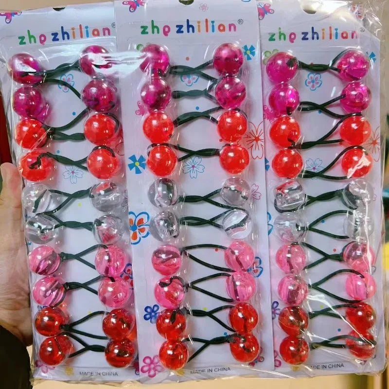 10pcs Elastic Ball Hair Ties for Girls | Colorful Beaded Bobbles