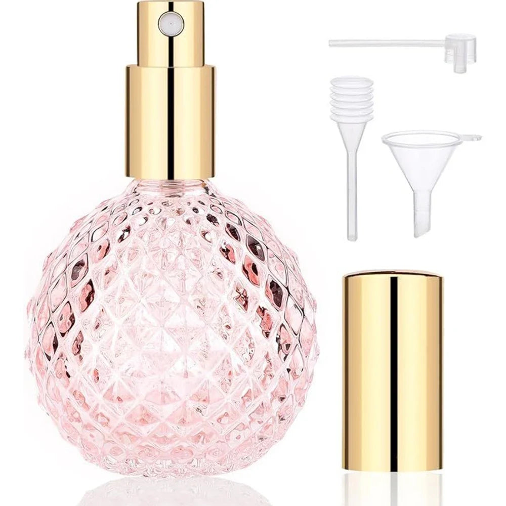 Vintage 100ml Glass Perfume Bottle – Pink Pineapple Spray Atomizer