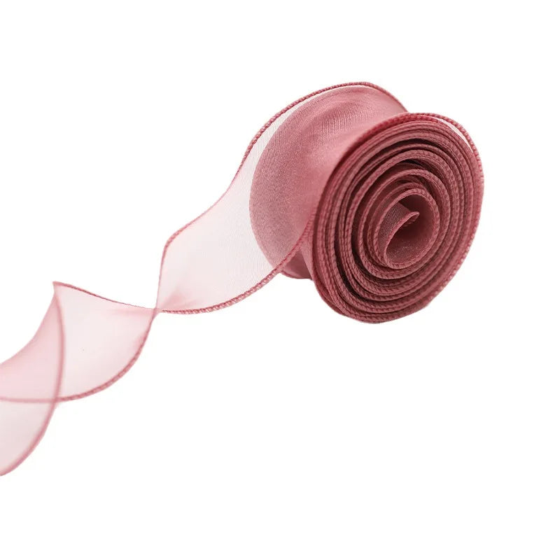 10yards Roll Silk Ribbon Satin Organza Ribbons Wrapping Handmade