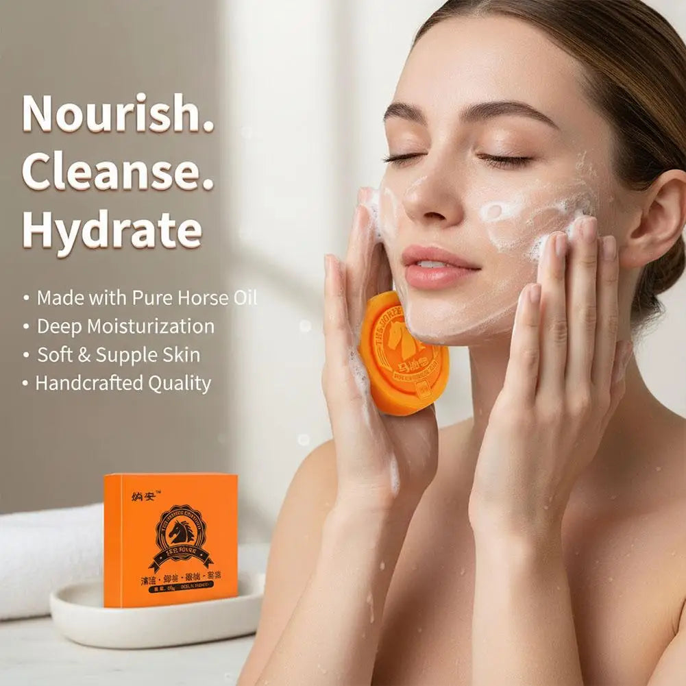 Horse Oil Soap Face Facial Body Moisturizing Cleansing Handmade Bar