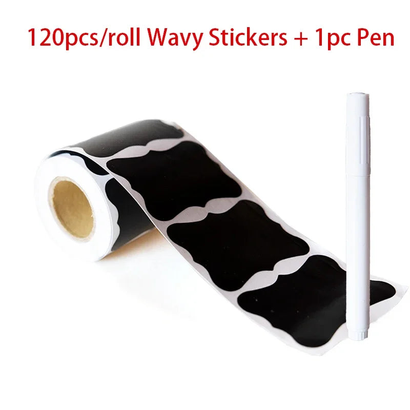 Black Waterproof Reusable Chalk Labels for Jars & Storage