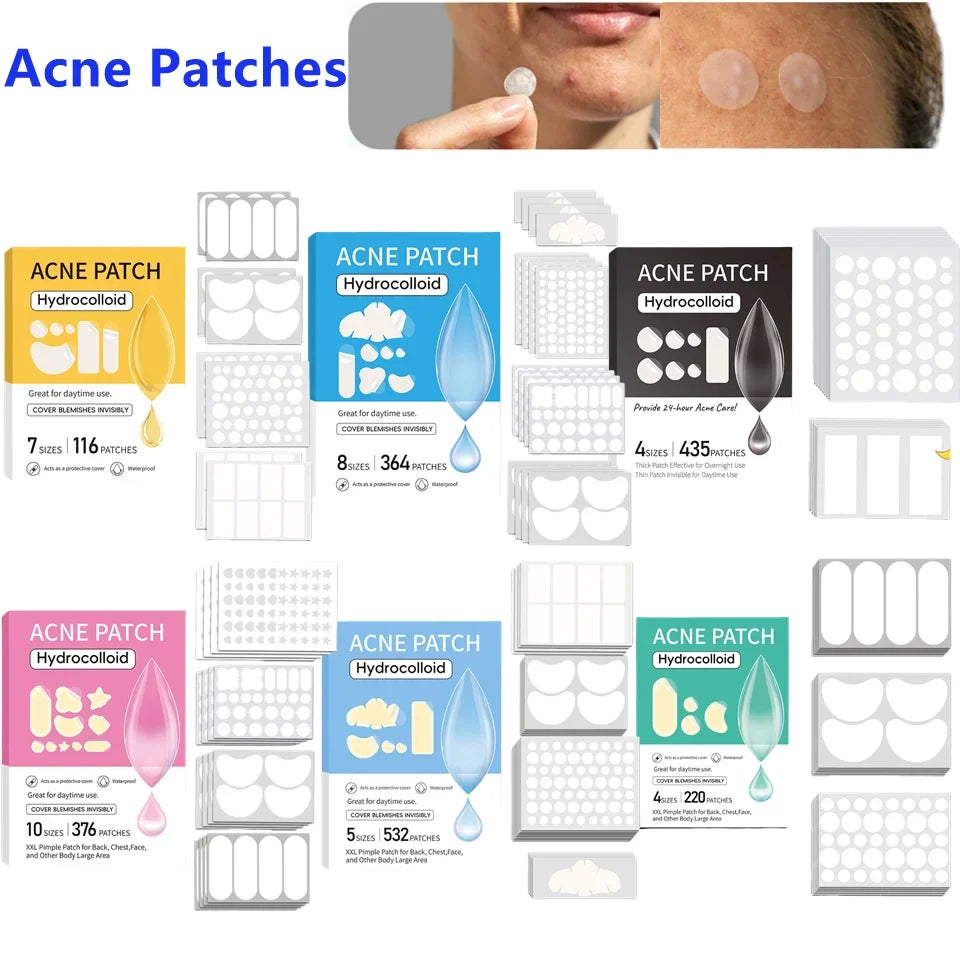 Large Hydrocolloid Pimple Patches Bulk – 9 Styles Face & Body