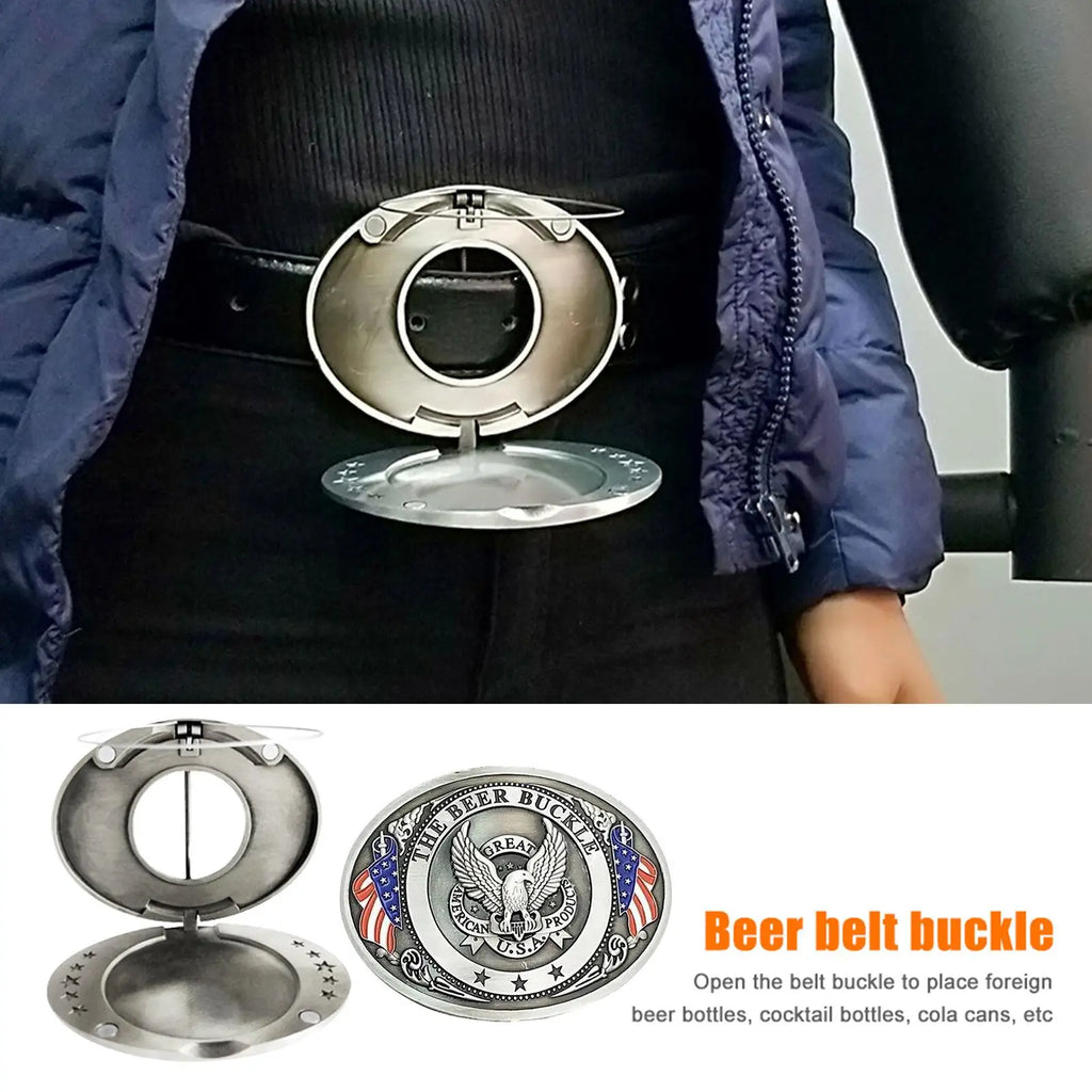 Retro Metal Beer Belt Buckle | Zinc Alloy Bottle Can Holder