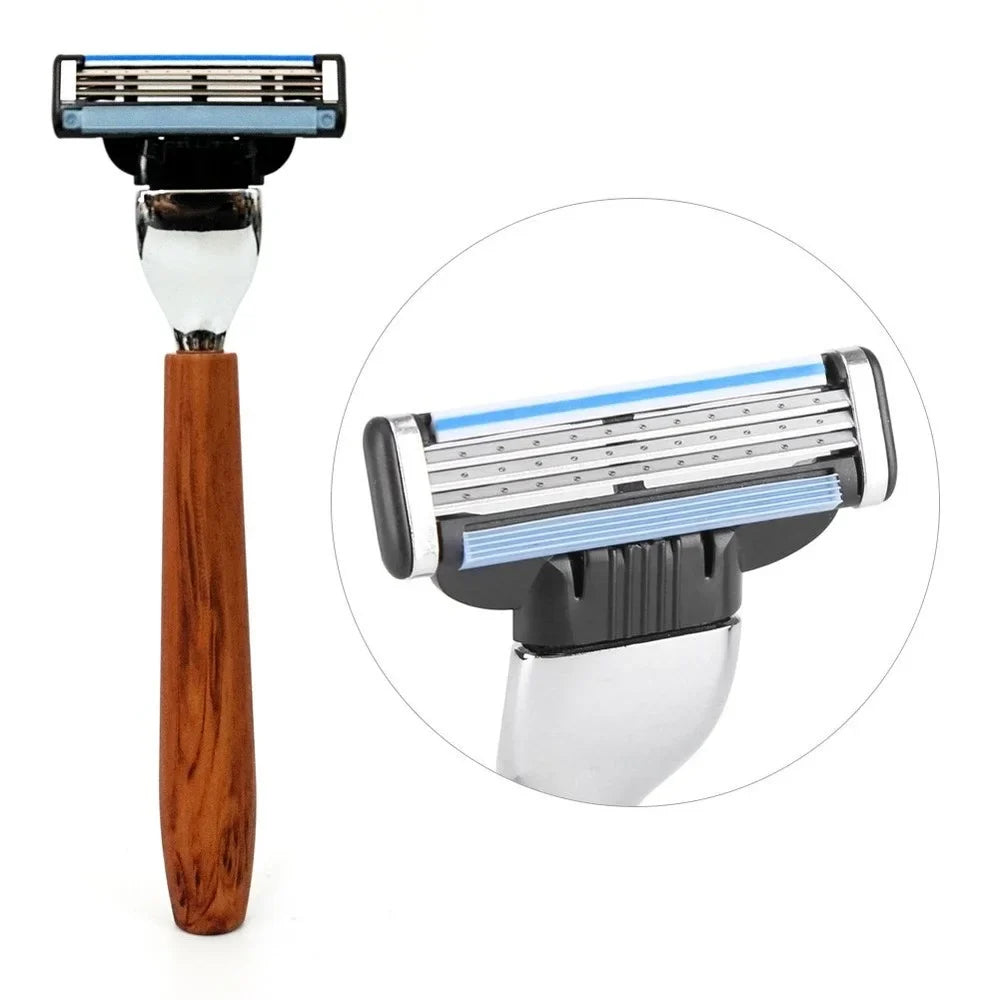 Men's Badger Shaving Set – Brush, Wood Handle, Stand & Bowl