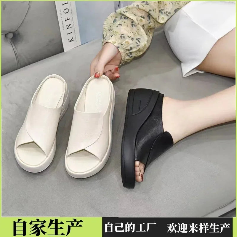 Women's Wedge Platform Slide Sandals – Open Toe Slippers