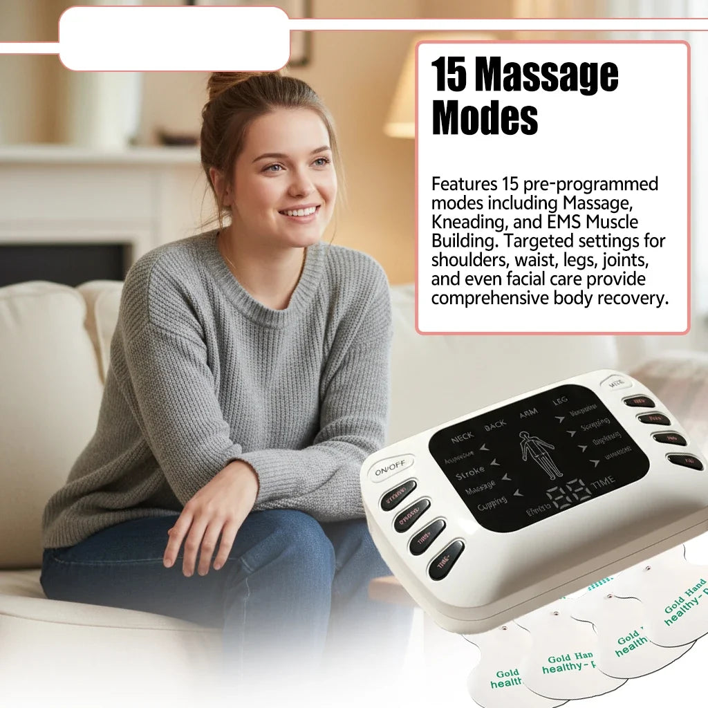 TENS EMS Muscle Stimulator | 8 Modes, 50 Levels, Dual Channel