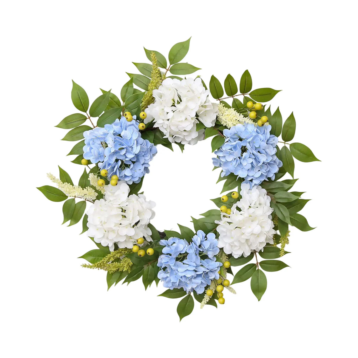 Artificial Hydrangea Wreath | Faux Floral Front Door Decor