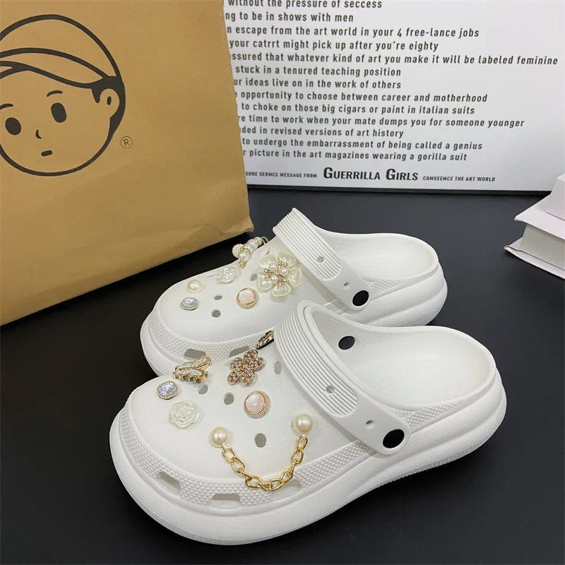 Fashionable Shoe Accessory Made Metal Chain Clasp Removable Suitable