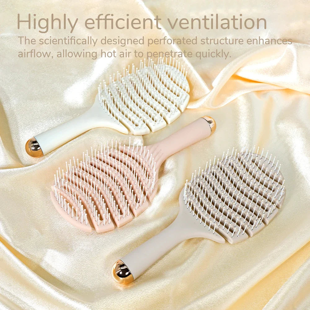 Creamy Hollow Wave Hair Brush – Vent Design & Round-Tip Bristles