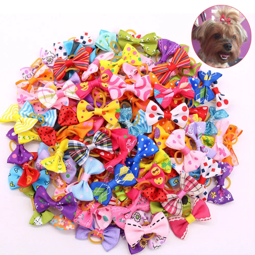 10-Pack Cute Puppy Bow Hair Accessories for Dogs & Cats