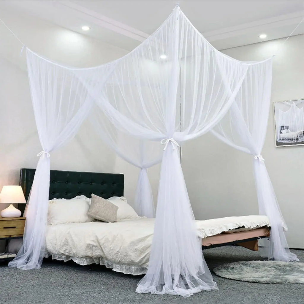 Quadrangle Mosquito Net Floor Ceiling Bed Curtain Double Opening