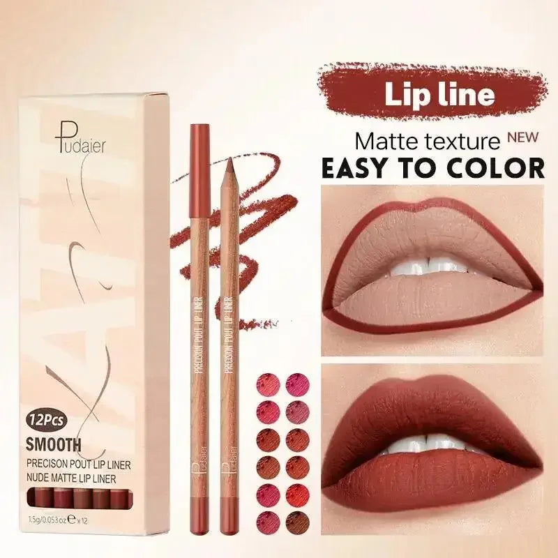 Eldridge Matte Lip Liner Set – 12 Waterproof Pencils