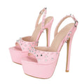 Women's Metal Rivet Platform Stiletto Peep Toe Sandals