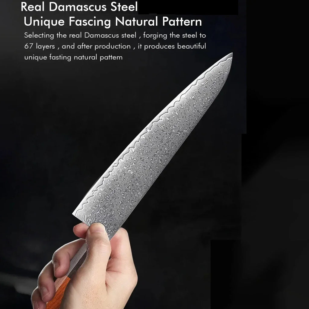 67-Layer Damascus Steel Chef Knife Blank Blade | DIY Knife Making