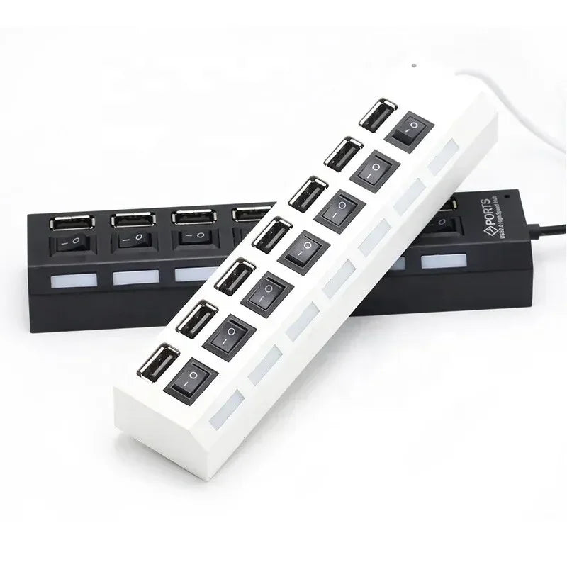 7-Port USB 2.0 Hub with Individual Switches & Power Adapter