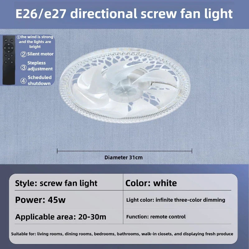 LED Ceiling Fan Light with Remote Control – Dimmable 2-in-1
