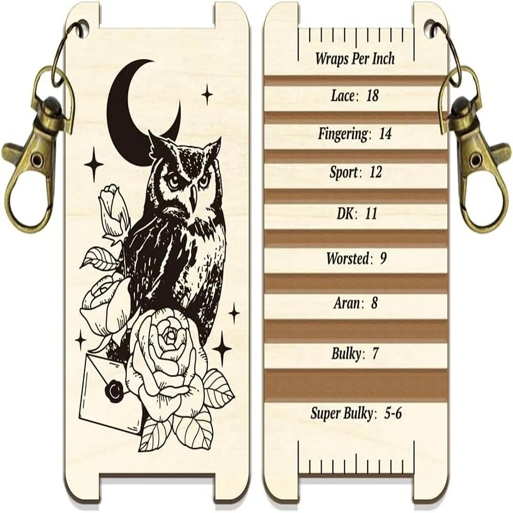 Owl Wood Knitting Needle Gauge & WPI Ruler – Craft Gift