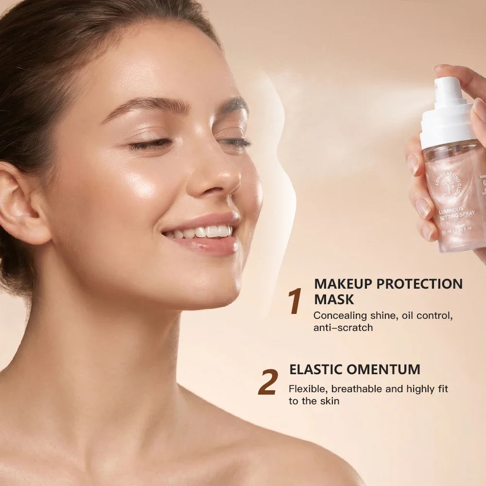 Luminous Shimmer Setting Spray – Dewy Glow, Long-Lasting