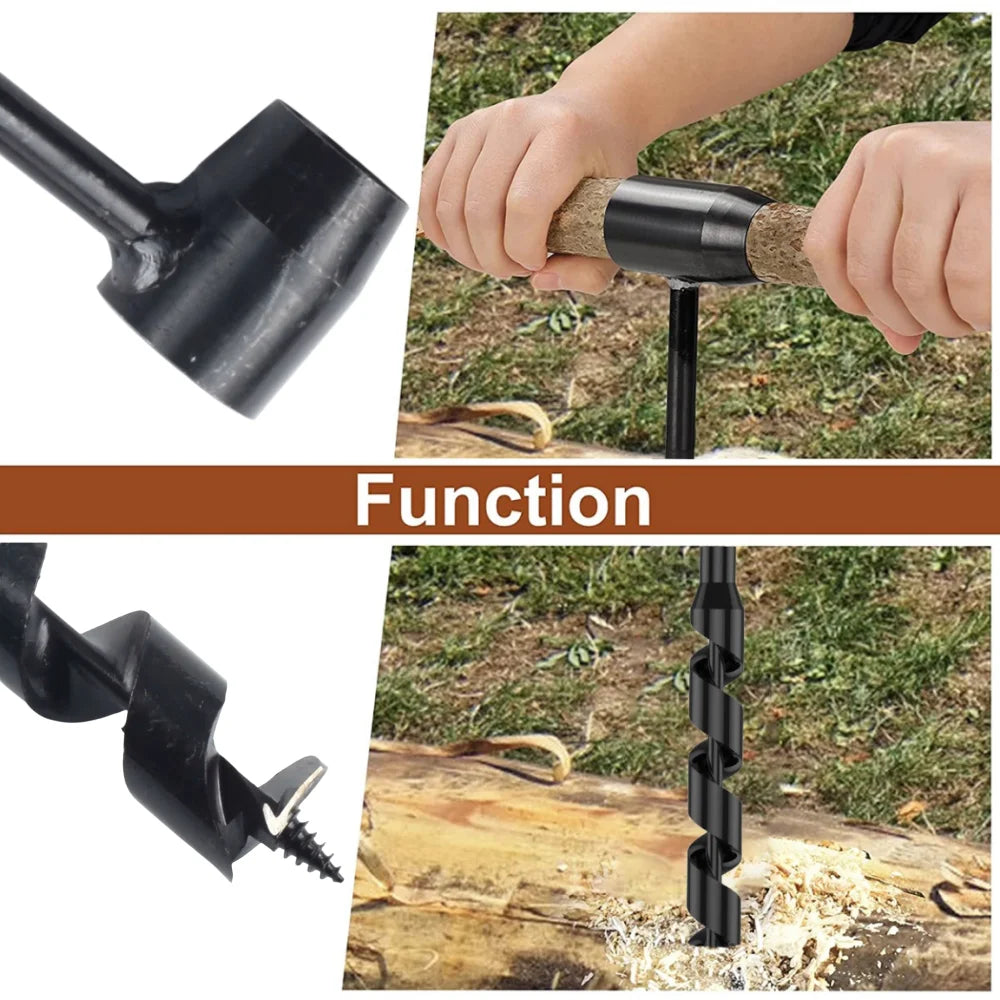 SLADE Manual Auger Drill – Carbon Steel Bushcraft Wood Tool