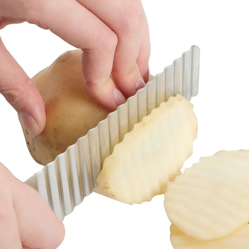 Stainless Steel Crinkle Wavy Slicer – French Fry & Veggie Cutter