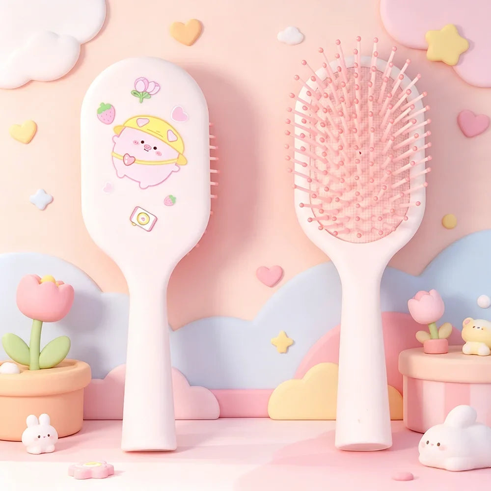 Cute Pig Air Cushion Massage Comb – Wet & Dry Hair Detangler